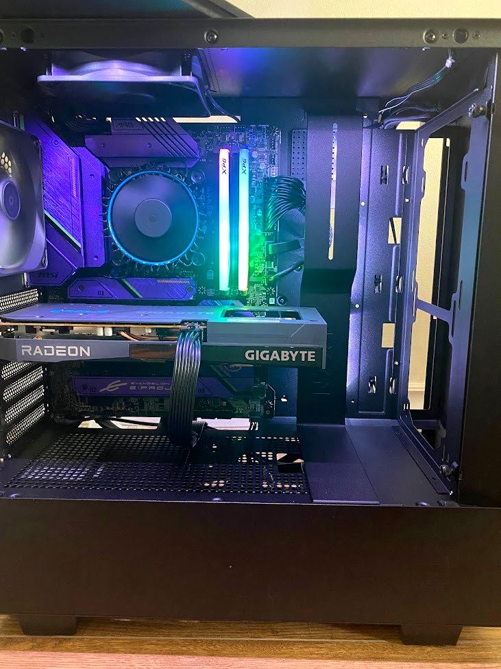 RGB PC build with XPG memory and Gigabyte Radeon graphics card