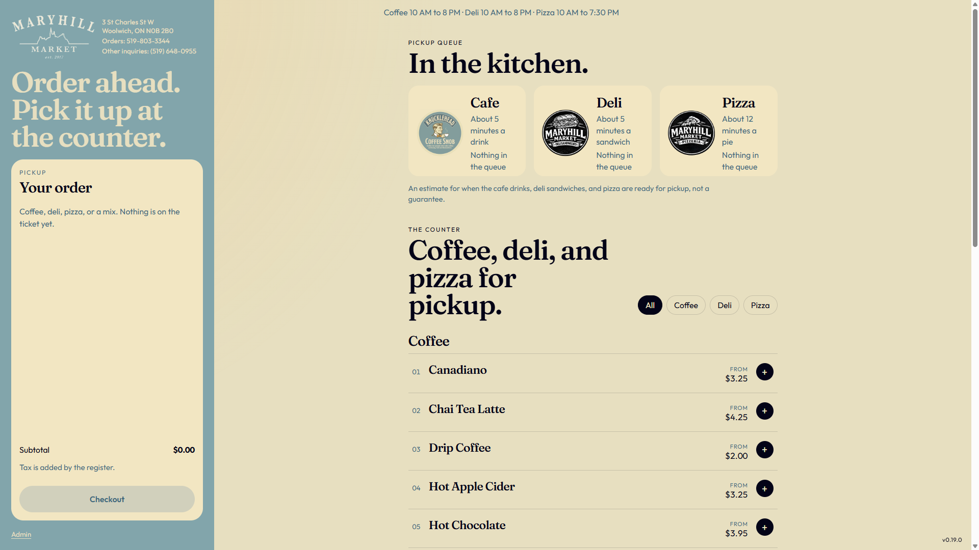 Maryhill Market online ordering page